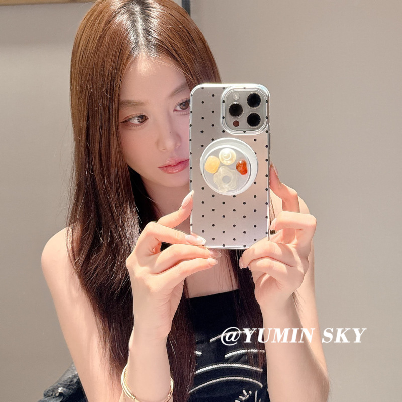 小众电镀波点宝石适用iPhone15promax苹果16手机壳14磁吸支架13女|undefined