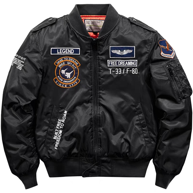 Heavy-Duty Ma1 Pilot Jacket Embroidered Baseball Jacket for Men, Loose American-Style Flight Suit Workwear for Autumn and Winter Heavy-Duty Ma1 Pilot Jacket Embroidered Baseball Jacket for Men, Loose American-Style Flight Suit Workwear for Autumn and Winter
