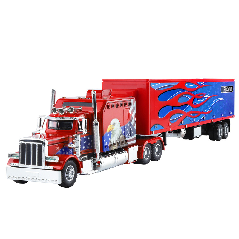 1:24 American-Style Heavy Truck Peterbilt 389 Alloy Car Model with Pull-Back Sound and Light, American-Style Design, Birthday Gift for Boys