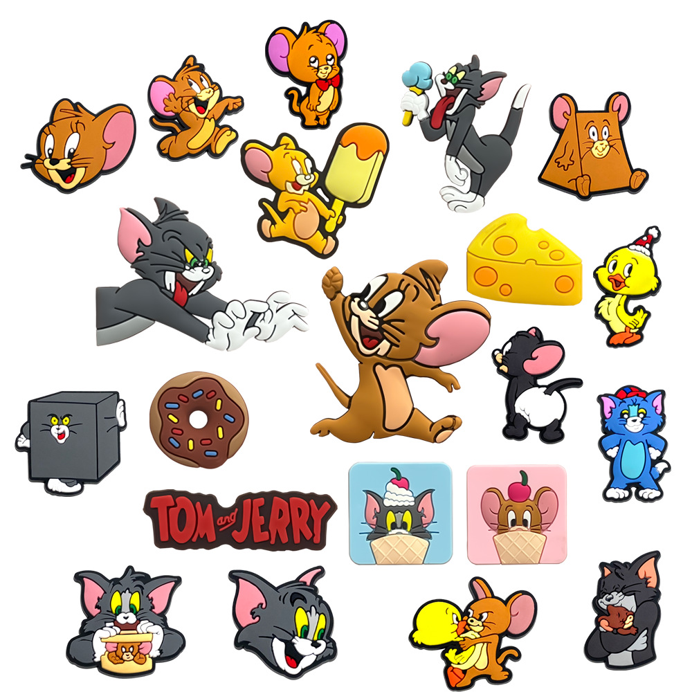 Tom and Jerry pvc soft rubber shoes flower shoe buckle hole shoe…