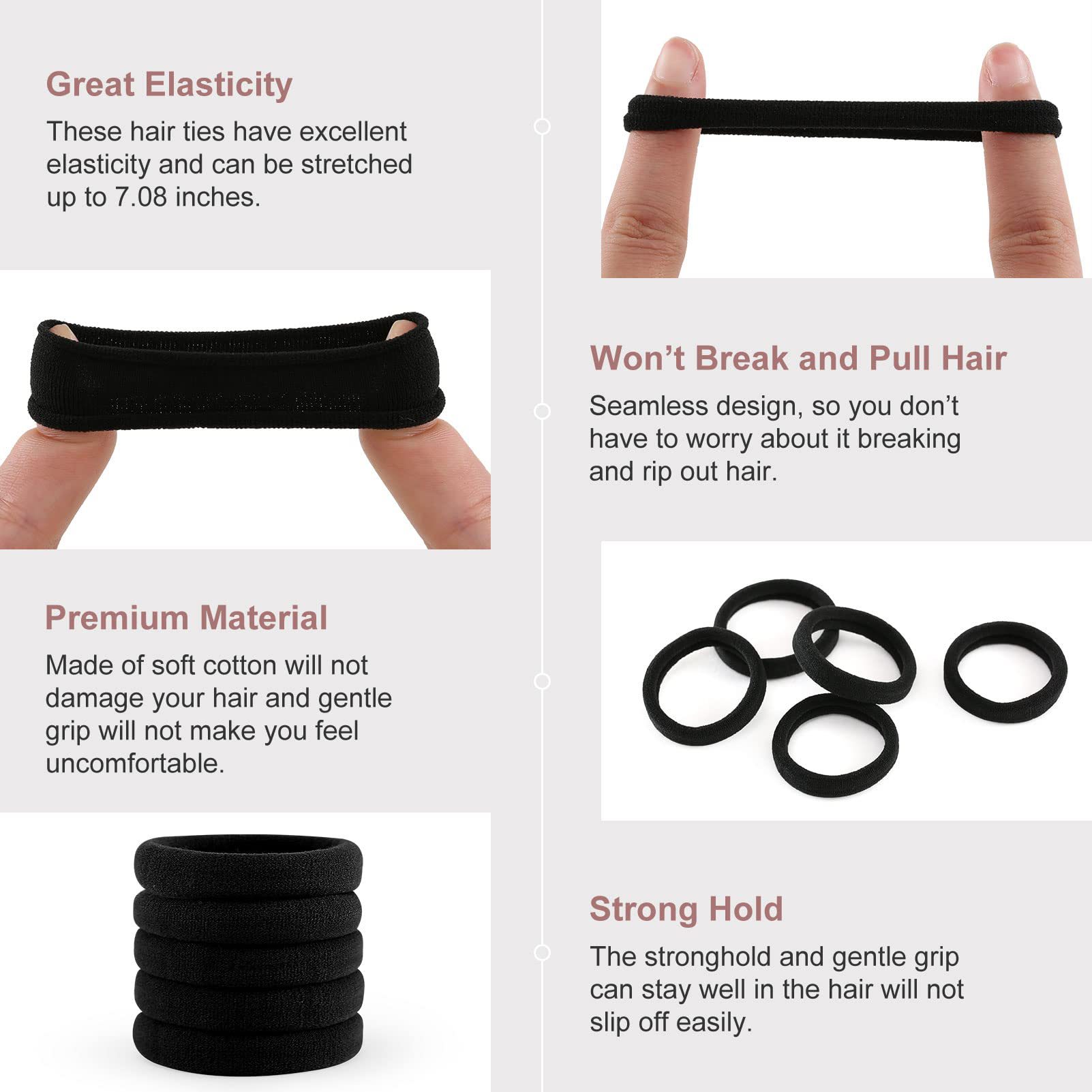 100 Pack Korean Style Simple Colorful Seamless Headline Rope Hair Ring High Elastic Hair Rope Hair Ring Headwear