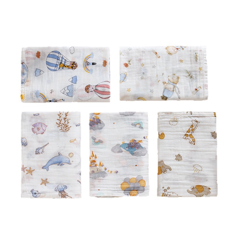 Bebé una toalla de baño de gasa de doble capa de algodón puro, manta para niños, bolsa para bebé, edredón para recién nacido único, estilo fino de verano