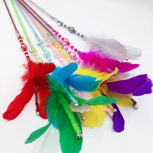 Aifangti забавная кошачья палочка перо акриловая эластичная забавная кошачья палочка длинная палочка красочная забавная кошачья палочка игрушка для кошек 8365
