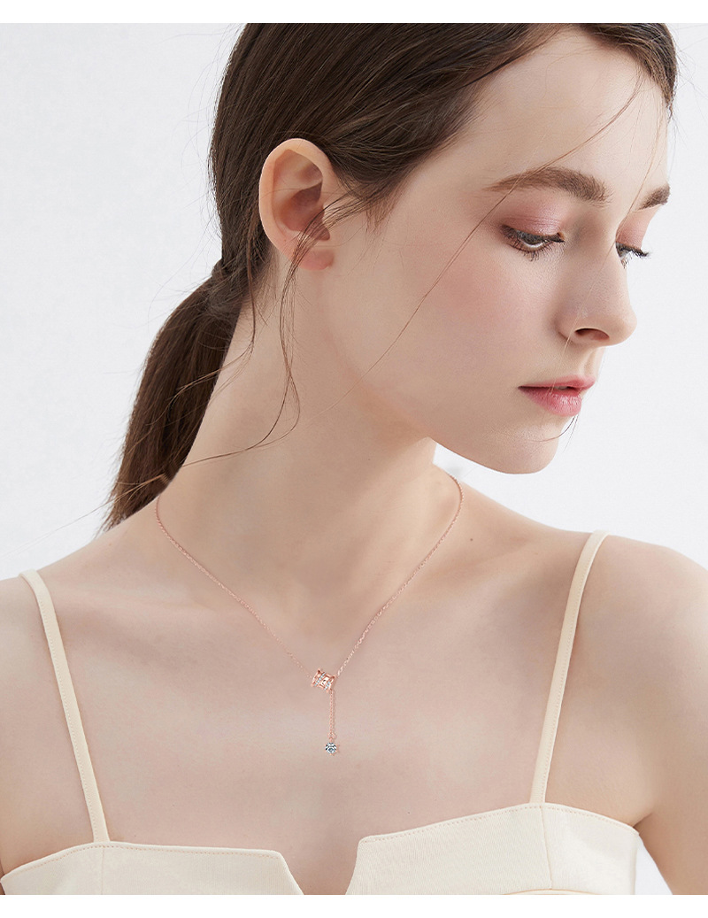 New Rose Gold Jewelry Fashion Design Necklace Chain S925 Sterling Silver Moissanite Pendant Necklace for Women Valentine's Day Gift