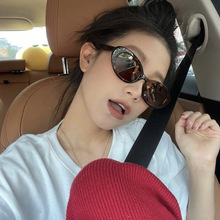 复古猫眼椭圆豹纹太阳眼镜女韩版防紫外线强光高级感ins偏光墨镜