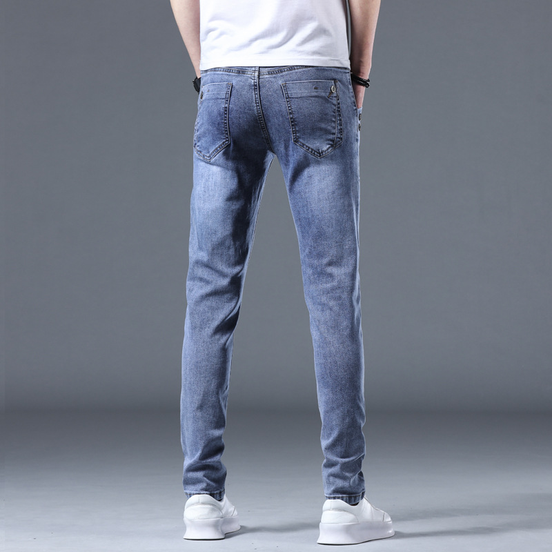 Spring jeans, men's spring autumn pants, elastic trend, slim fit, and small leg pants paragraph_voghion.com