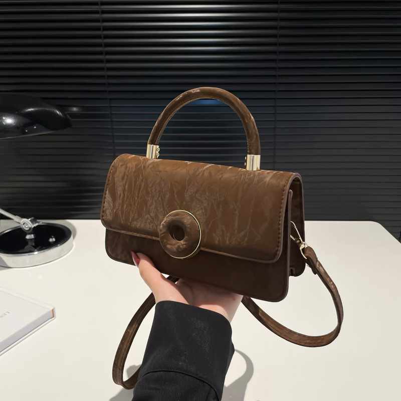 Textura de empalme artístico simple bolso cuadrado 2024 ocio nuevo estilo de invierno personalidad extranjera bolso de hombro portátil