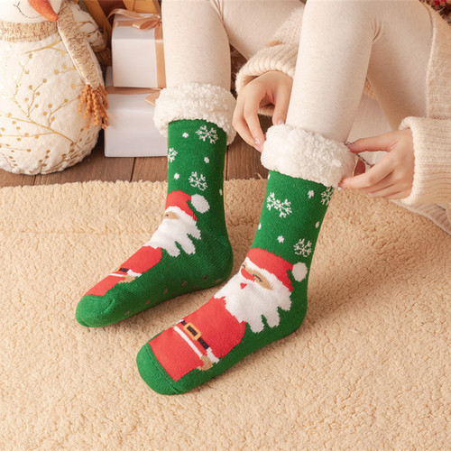 Christmas Socks Women's Autumn and Winter Mid-Tube Floor Socks Adult Snow Socks Thickened and Velvet Home Sleeping Socks Floor Socks Set