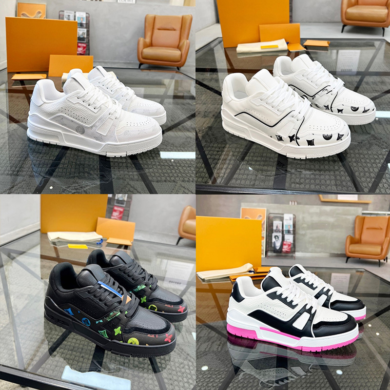 2025Ss New Trainer Sports Shoes Empty Rubber White Printed Skateboard Shoes Couple Style Color Matching Black Heightening