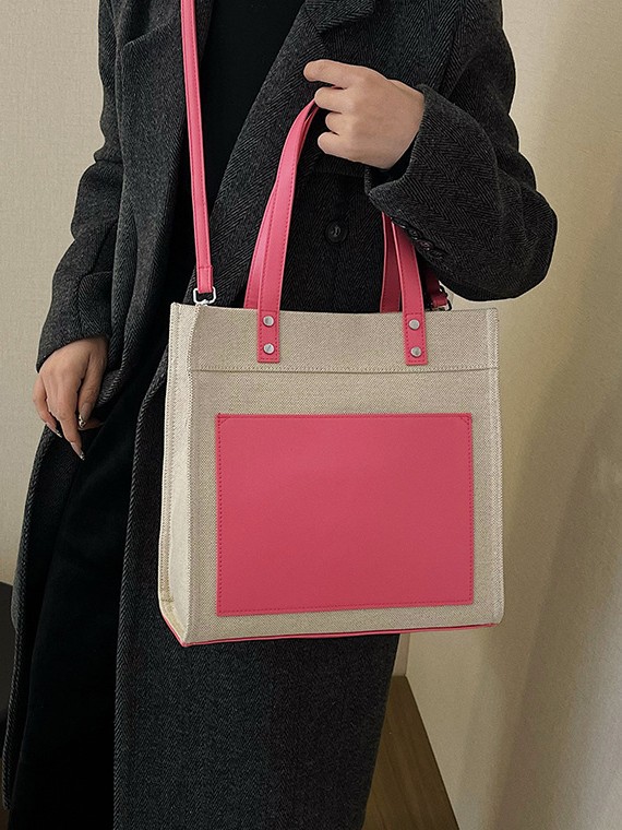 Personalizado lienzo vertical contraste bolsas de mano publicitarias empresas logotipo de impresión de hombro mochila
