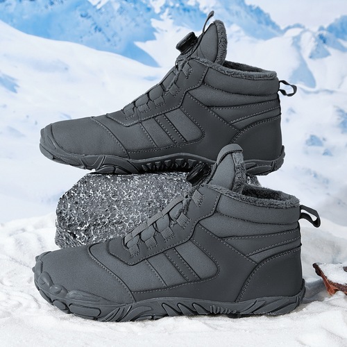 New winter outdoor snow boots, fashionable velvet cotton shoes, fashionable couples, children's non-slip, wear-resistant, warm cotton shoes