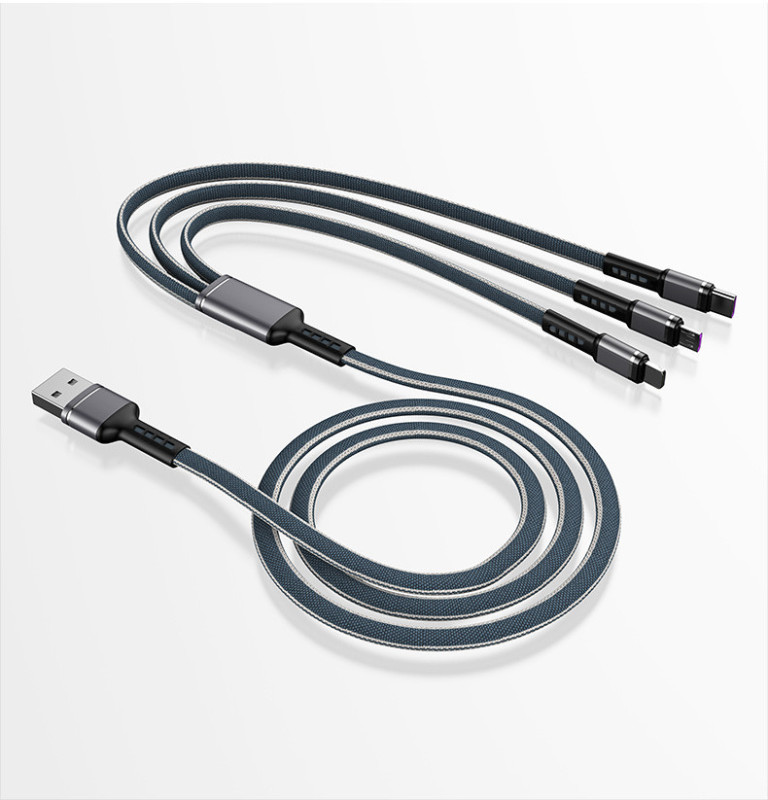 ナイロン編組一モップ三データ線多頭2a快充三合一携帯電話充電線ロゴ小プレゼント卸売り|undefined
