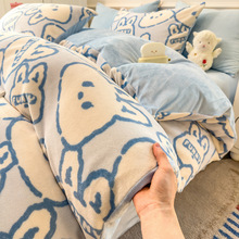 冬季加厚牛奶绒被套单件珊瑚绒被单双面绒学生宿舍保暖水晶绒被罩