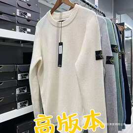 代发秋冬季重磅纯色毛衣针织圆领宽松休闲男女针织衫情侣外套