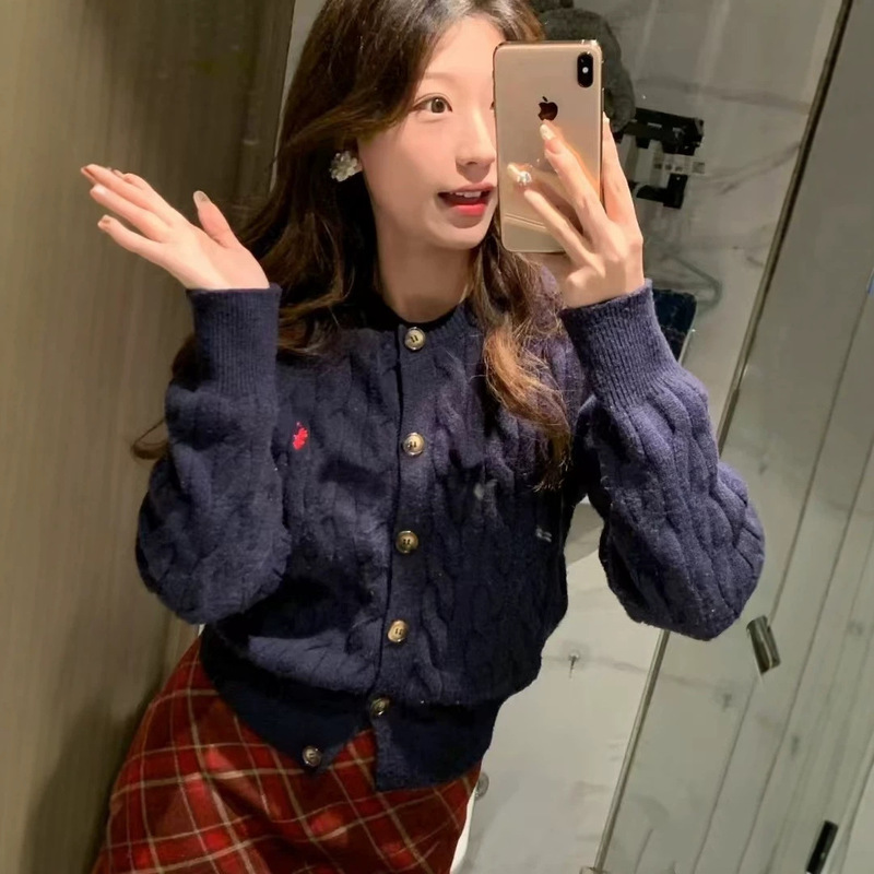 Scan-to-order RL Ralph Lauren classic cashmere chunky cable knit cardigan, Korean style elegant knitwear, high-quality sweater, available for dropshipping
