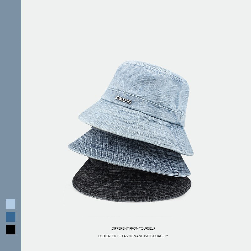 2023 nuevo cordón Denim pescador sombrero de las mujeres vintage lavado viejo cubo sombrero de sol de las mujeres jóvenes sombrero todos los hombres a juego