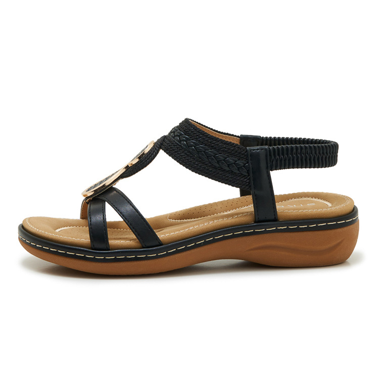 Sandal nữ đế xuồng cao gót 9 cm quai chéo bản to — Champagne màu, màu đen, màu xám chi tiết 27