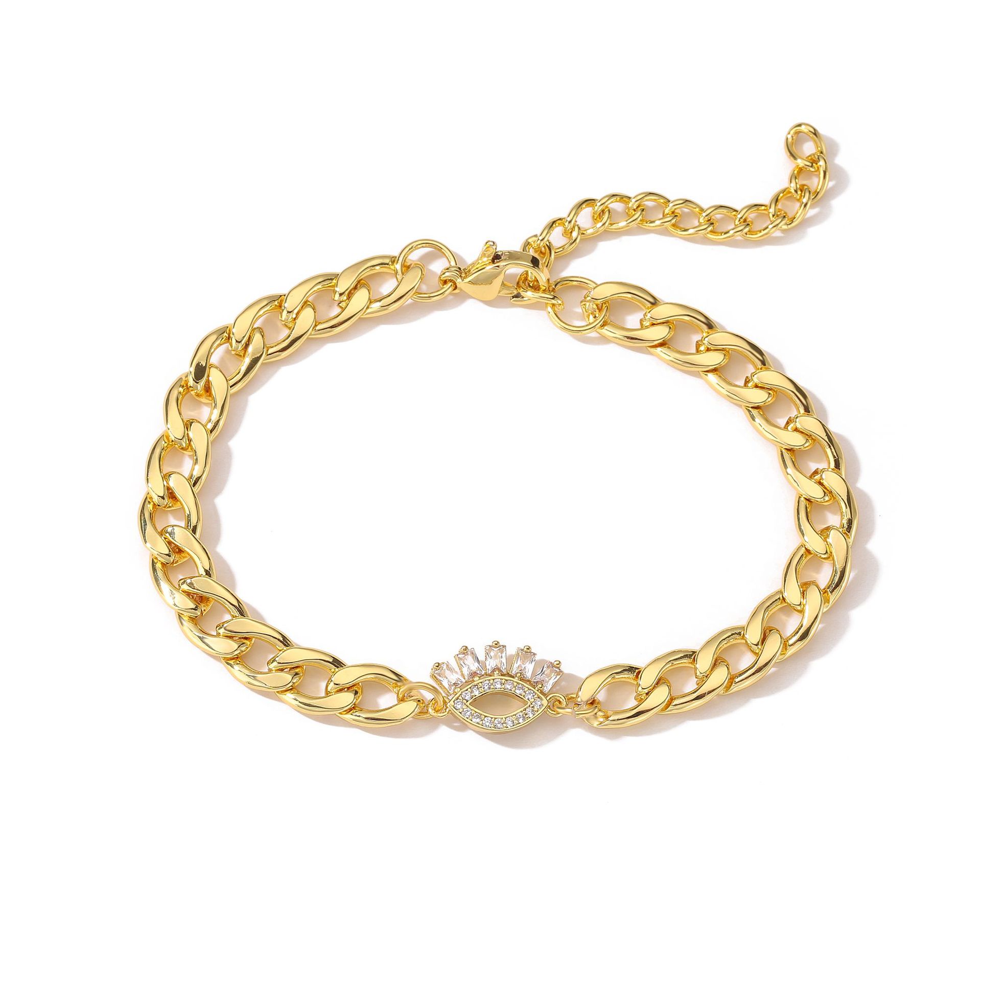 Retro Devilu0027S Eye Stainless Steel Copper Inlay Zircon Bracelets