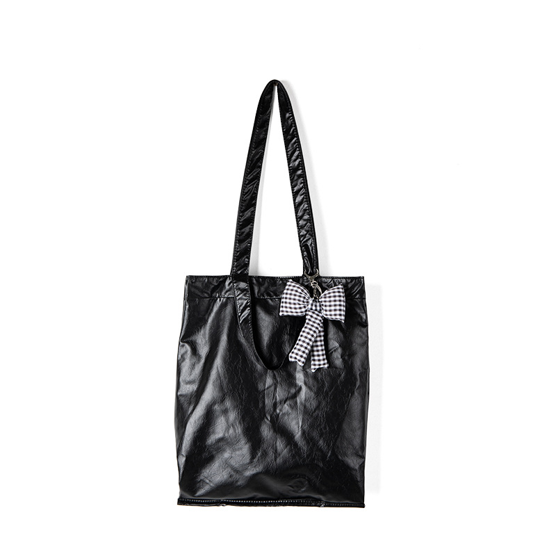 Niche underarm bow, Korean style tote with texture, large capacity, high-end feel, new shoulder bag for commuting_voghion.com