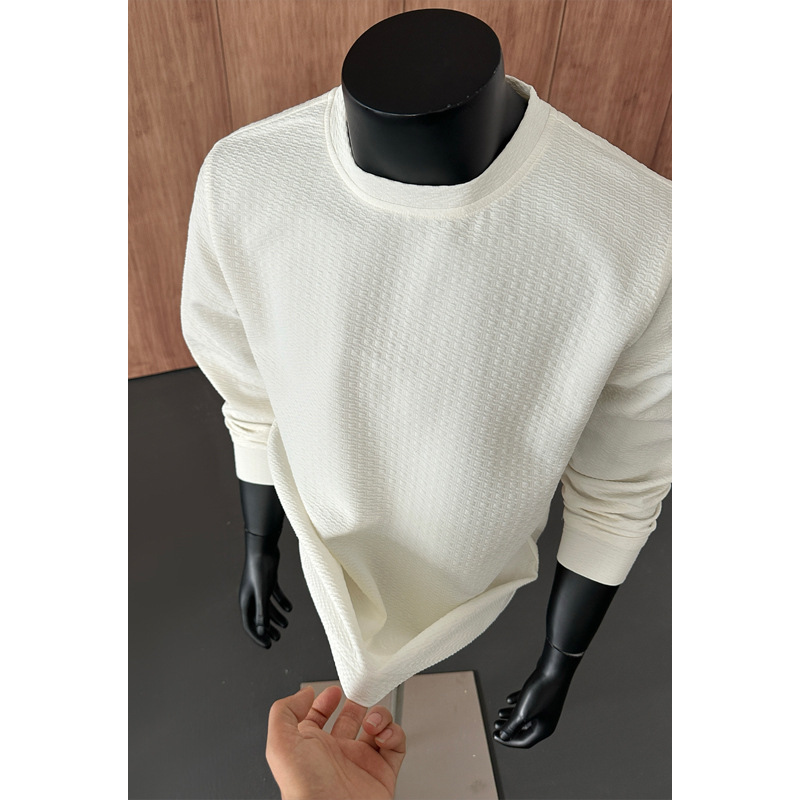 Jacquard Textured Sweatshirt For Men, New Round-neck Spring Style, American Retro Top, Trendy Brand, Stylish And Cool_voghion.com