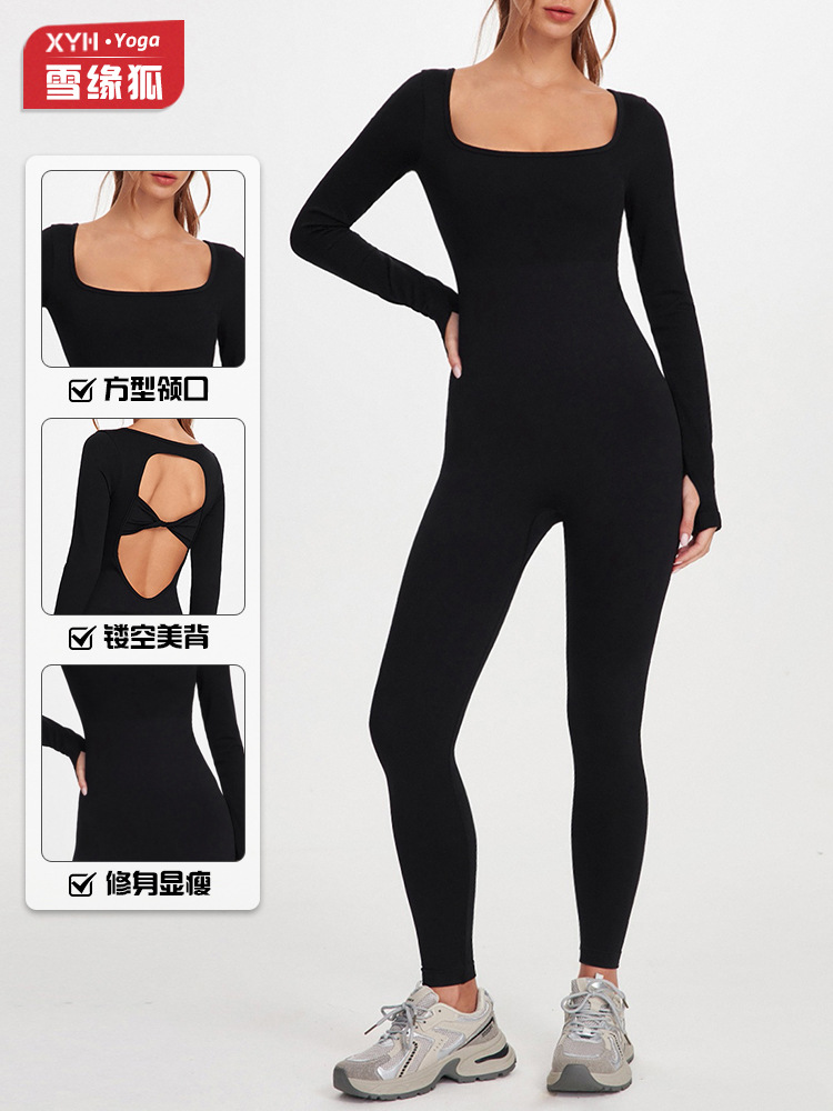 Europa y América torcida espalda larga manga larga ropa de yoga para mujeres al aire libre delgada abdominal correr deportes de elevación de cadera pantalones largos