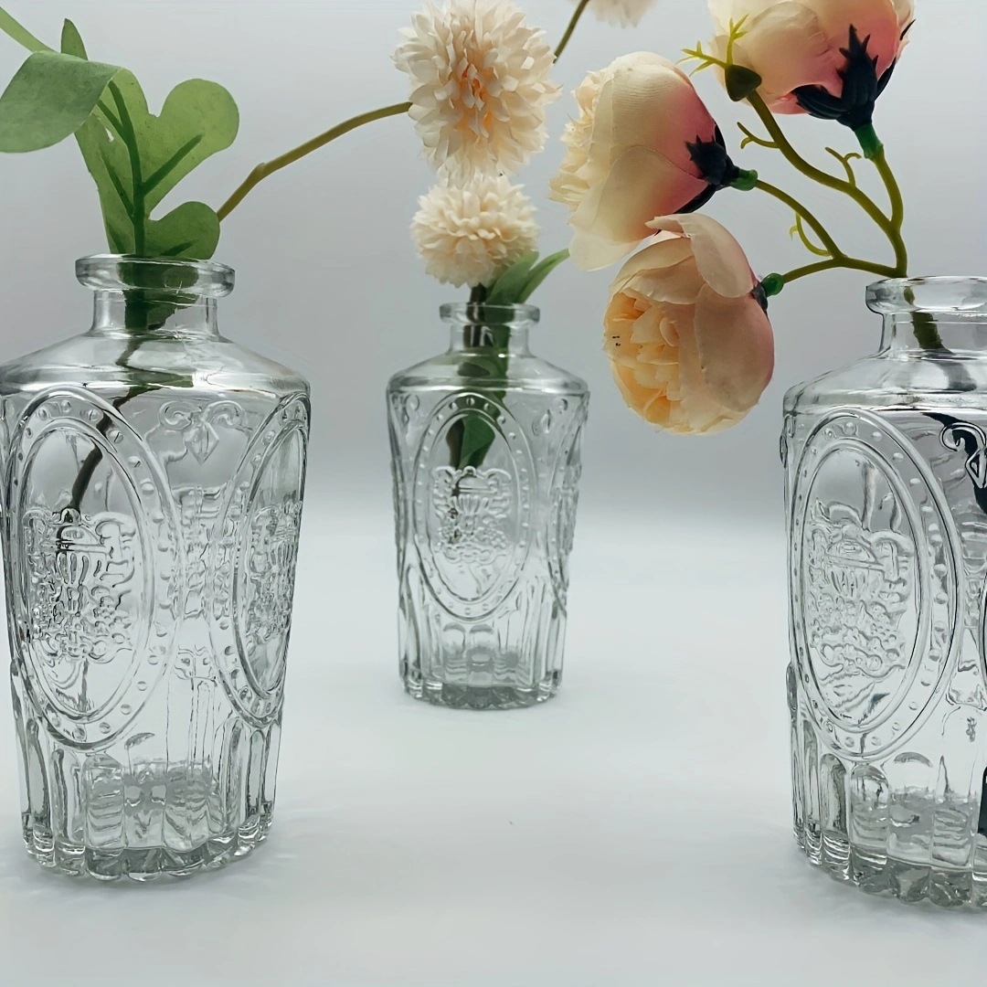 Mini pequeño jarrón en adornos de viento jarrón de vidrio floral de alto nivel decoración vintage jarrón adornos al por mayor