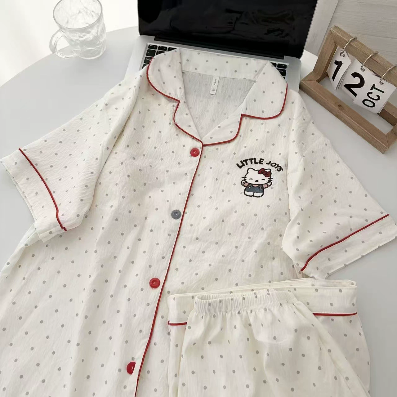 Пижамный комплект Hello Kitty — летняя детская одежда, короткий рукав с шортами или длинный рукав с брюками, размеры M–2XL