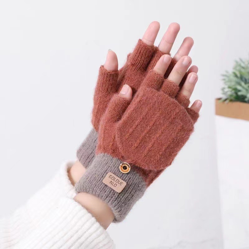 新しい秋冬のカップルのカシミヤの半手袋の手袋は手を温めて保温の手袋のジャカードの手袋を覆います。|undefined