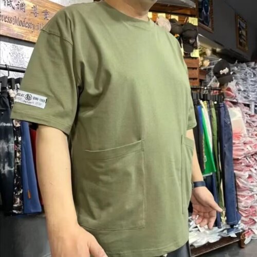 Men's Workwear Short Sleeve Loose and Durable Casual T-Shirt with Large Pockets, Half-Sleeve Fashion and Cool