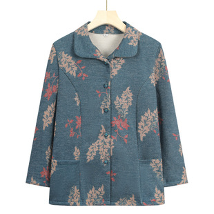 Grandma spring shirt long sleeve middle-aged and elderly women's spring and autumn thin coat 60-year-old 70 old lady's top