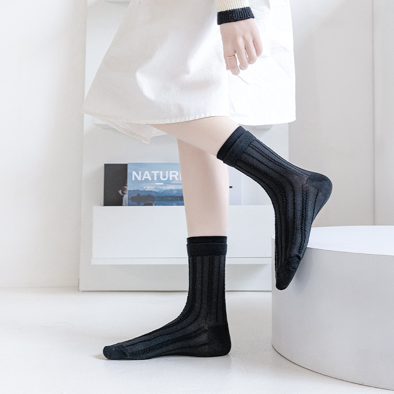 Calcetines de algodón para damas de verano delgados de doble boca antideslizante medias de color sólido versátil calcetines de mujer Zhuhai al por mayor