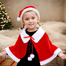 圣诞节女款成人儿童连帽披肩斗篷圣诞金丝绒披肩披风服饰装扮