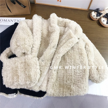 女童冬装新款韩版儿童立领毛毛棉衣加厚大衣女宝宝仿皮毛保暖外套
