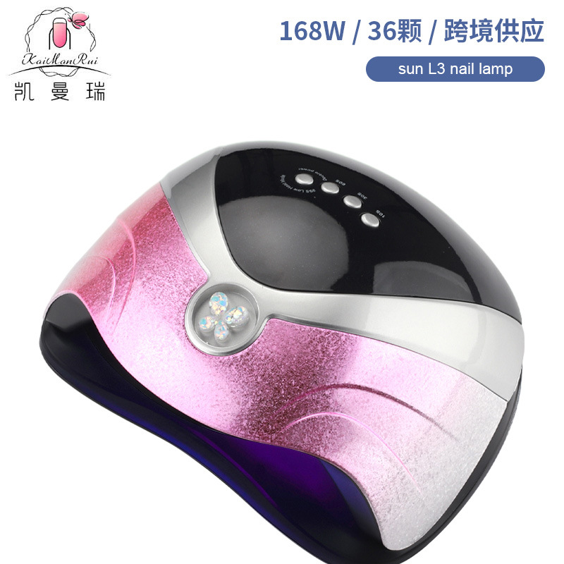 Lámpara de uñas de alta potencia de 168W, lámpara de curado UV con doble fuente de luz, máquina de fototerapia inteligente para salón de uñas, transfronteriza