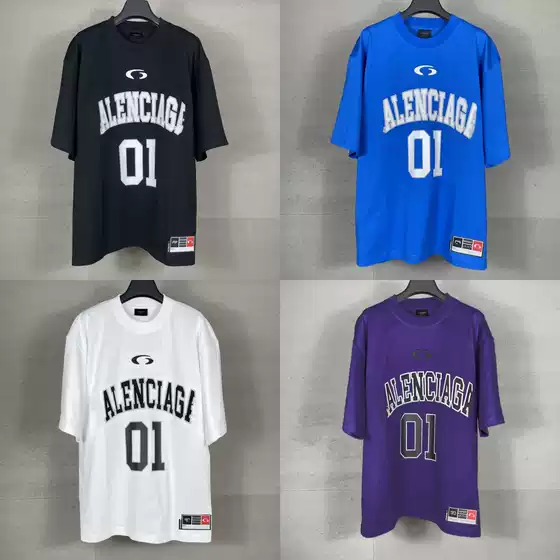 High version Paris tide brand B 2025 new basketball uniform front embroidery printing casual loose short sleeve T-shirt