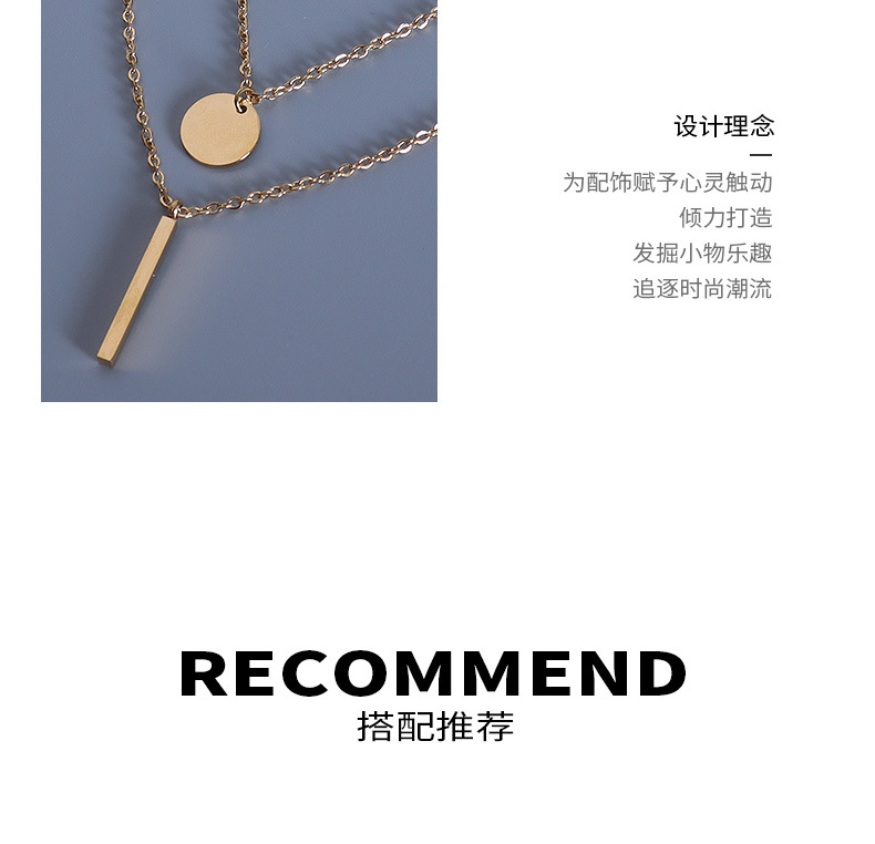 Mode Mehrschichtige Geometrische Scheibe Runde Edelstahl Halskette Großhandel display picture 3