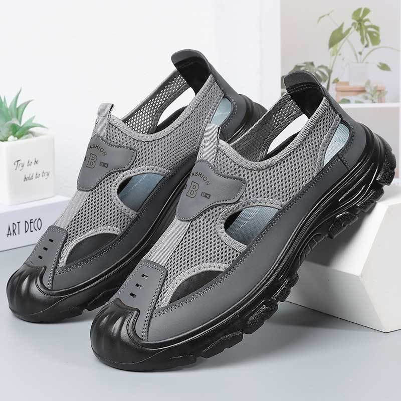 Sandalias para hombres, nuevos zapatos de poliuretano, zapatos casuales huecos, zapatos transpirables para hombres, zapatos simples y cómodos