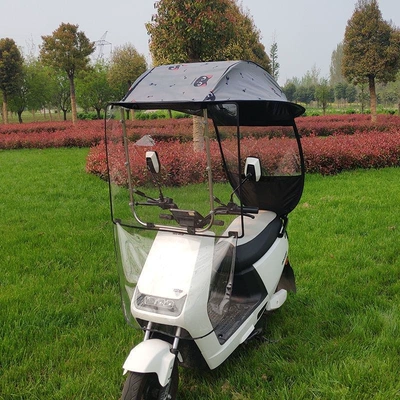 Elektromobil üçün ön şüşə çətiri (günlük) — canopy, electric scooter sunshade - stainless-steel-cartoon-cat-edge-trimmed-model-front-rain-curtain-car-equipped-with-rearview-mirrors