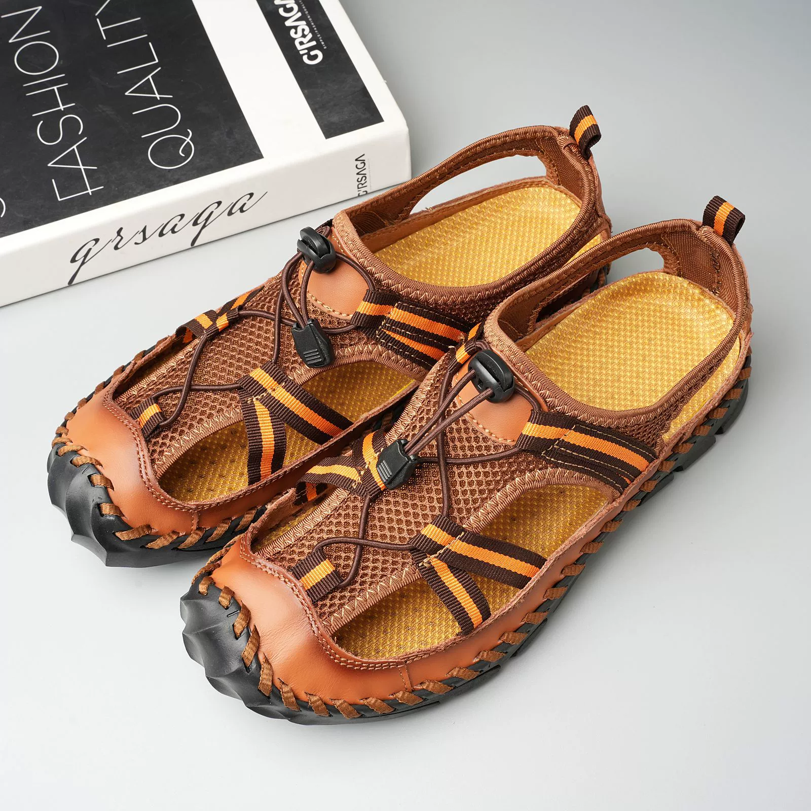 2023 новый стиль пещерная обувь мужская обувь большой размер 46 пляжная мужская обувь приливная обувь большой размер 46 дышащая голова в кожу мужская буксировка