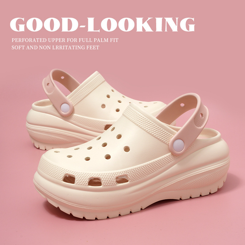 Eva Hole Shoes Light Wheel Shed Feeling Women's New Elevated Sandals Thick Sole Outwear Baotou Beach Sandals Eva Hole Shoes Light Wheel Shed Feeling Women's New Elevated Sandals Thick Sole Outwear Baotou Beach Sandals