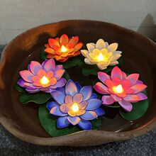 仿真莲花灯浮水烛台 荷花造型电子蜡烛灯 节日祈福河灯