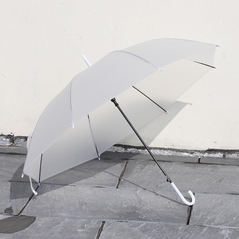 Paraguas transparente de plástico al por mayor 8-hueso mango recto automático mango largo paraguas de sol transparente de gran tamaño logotipo personalizable