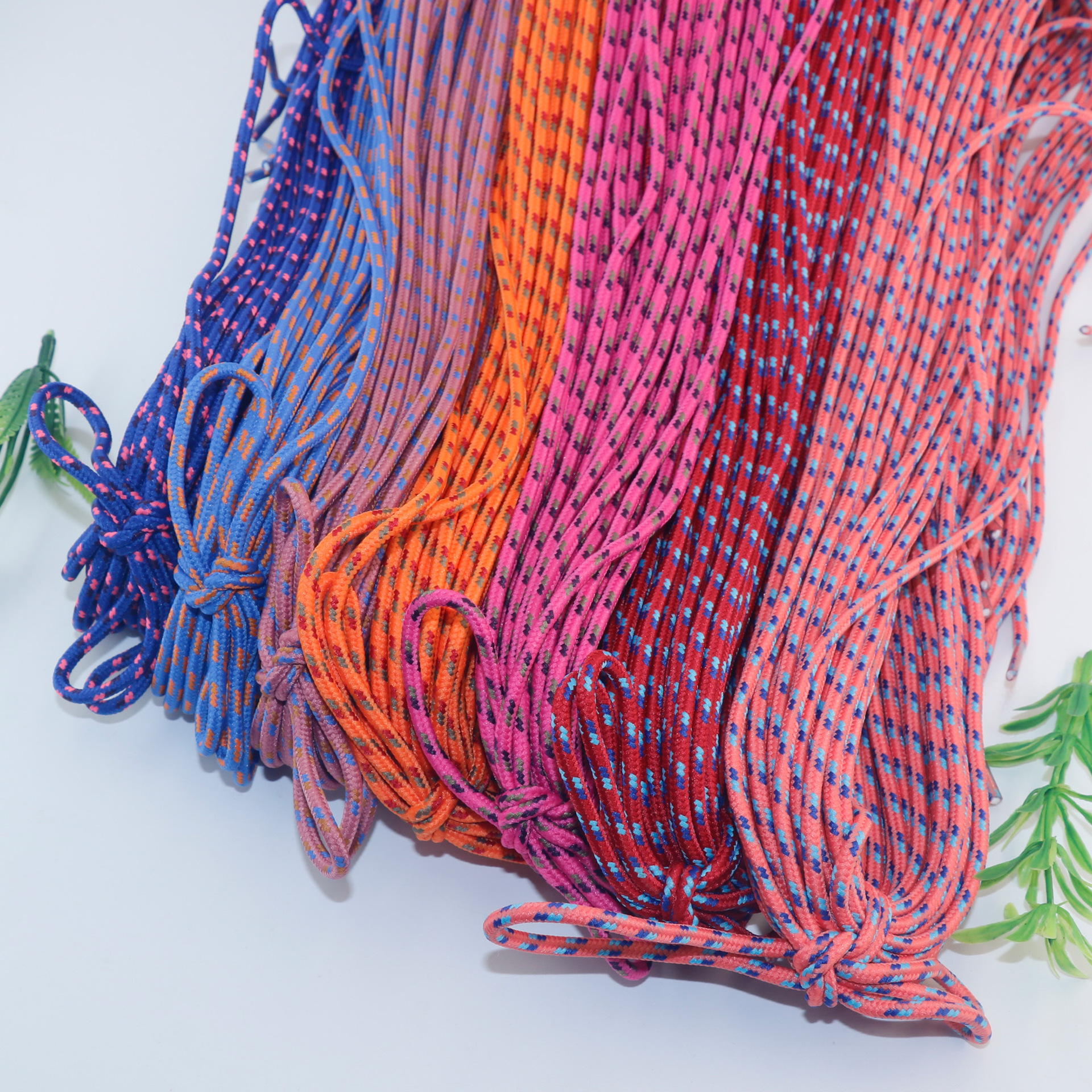 现货32锭编织圆绳彩色2号款双色方块包芯绳彩色服装辅料饰品配件