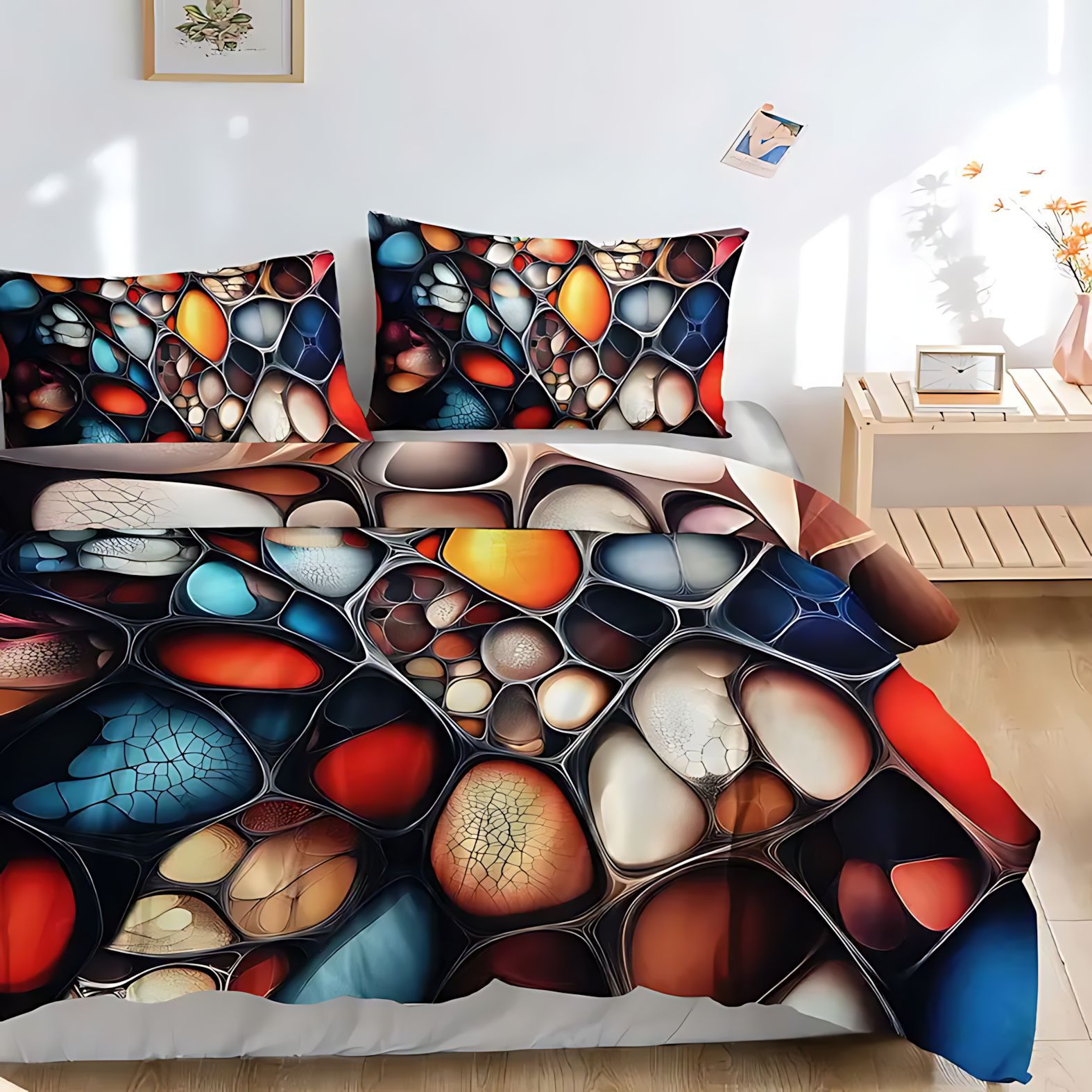 TEMU / JIT para dibujar un patrón de geometría transfronteriza de impresión digital 3D abrasivo fabricante de fuente de set de edredón