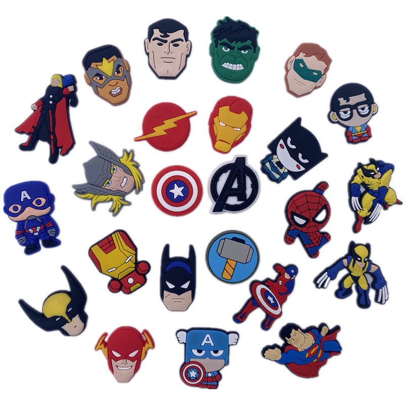 Avengers Marvel Hole Shoes diy Accessories croc Shoe Flower Super Hero Spider Man Shoe Buckle Spot