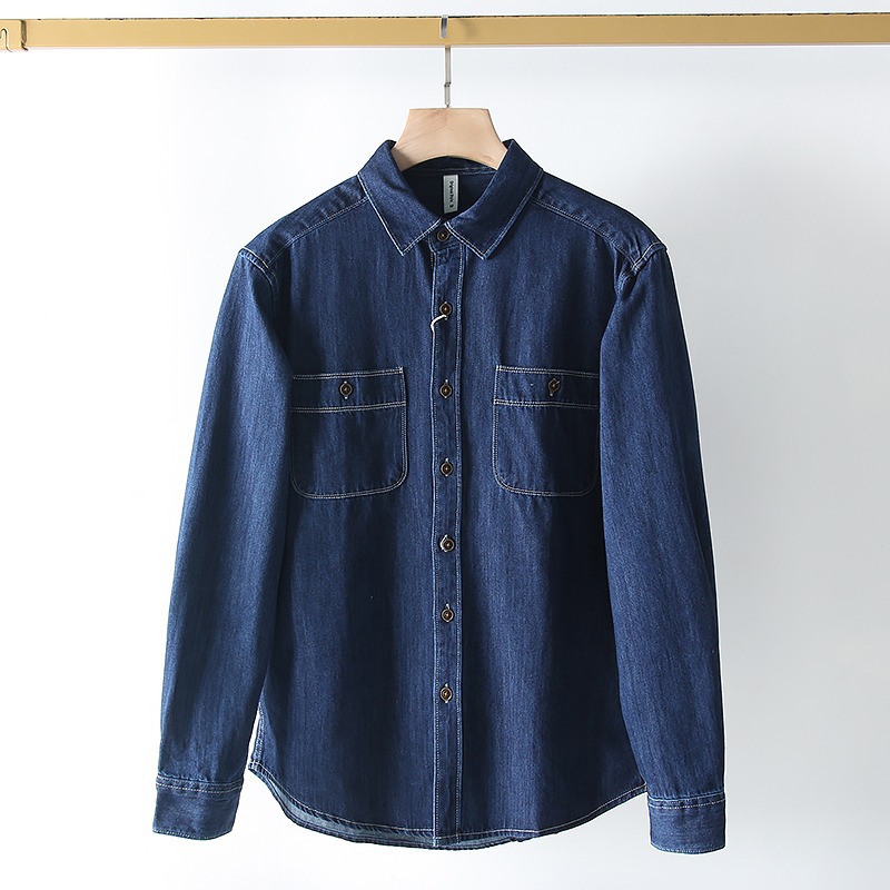 Herren Denim Mantel Locker Passend Frühling Herbst Freizeitjacke_voghion.com