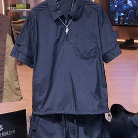 特大码300斤复古休闲短袖恤短裤两件套男女夏季美式宽松工装套装