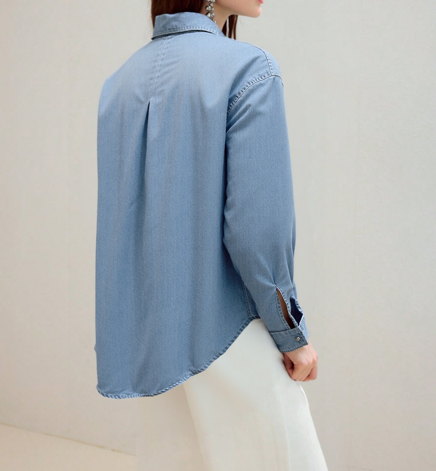 Giacca in denim classica da donna – Camicia casual con bottoni e colletto polo_voghion.com