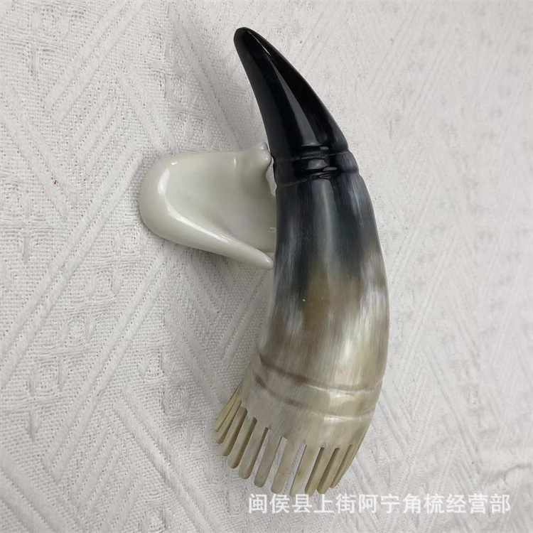 Natural Buffalo Horn Comb Fine and Wide Teeth Massage Comb Gua Sha Board Acupoint Stick 15-20cm quality and texture