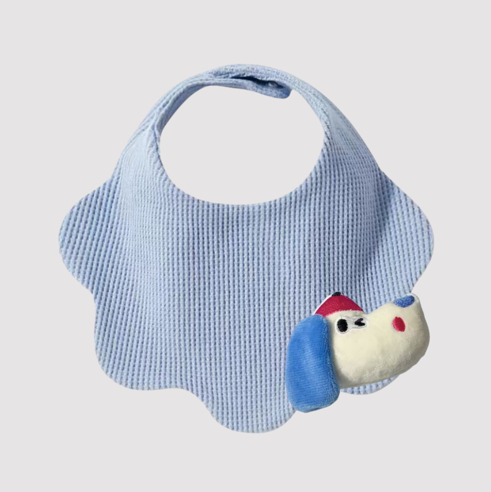 파란색 큰 귀 개 입체 턱받이